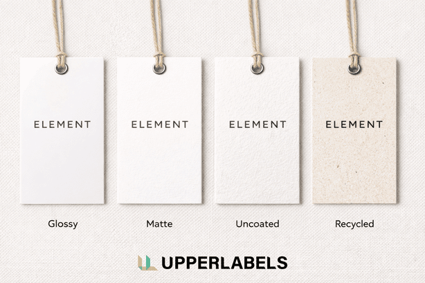 Flat lay of various hang tag paper materials