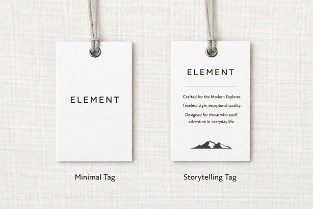 Minimal-hang-tag-next-to-storytelling-hang-tag-comparison