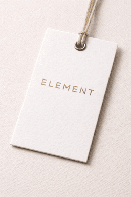 Premium brand name printed on thick cardstock