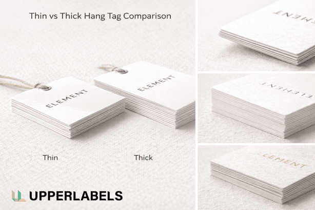 Thin vs thick hang tag comparison