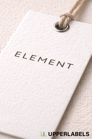 Close up of textured paper hang tag surface macro photography