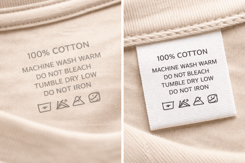 label durability and texture close up