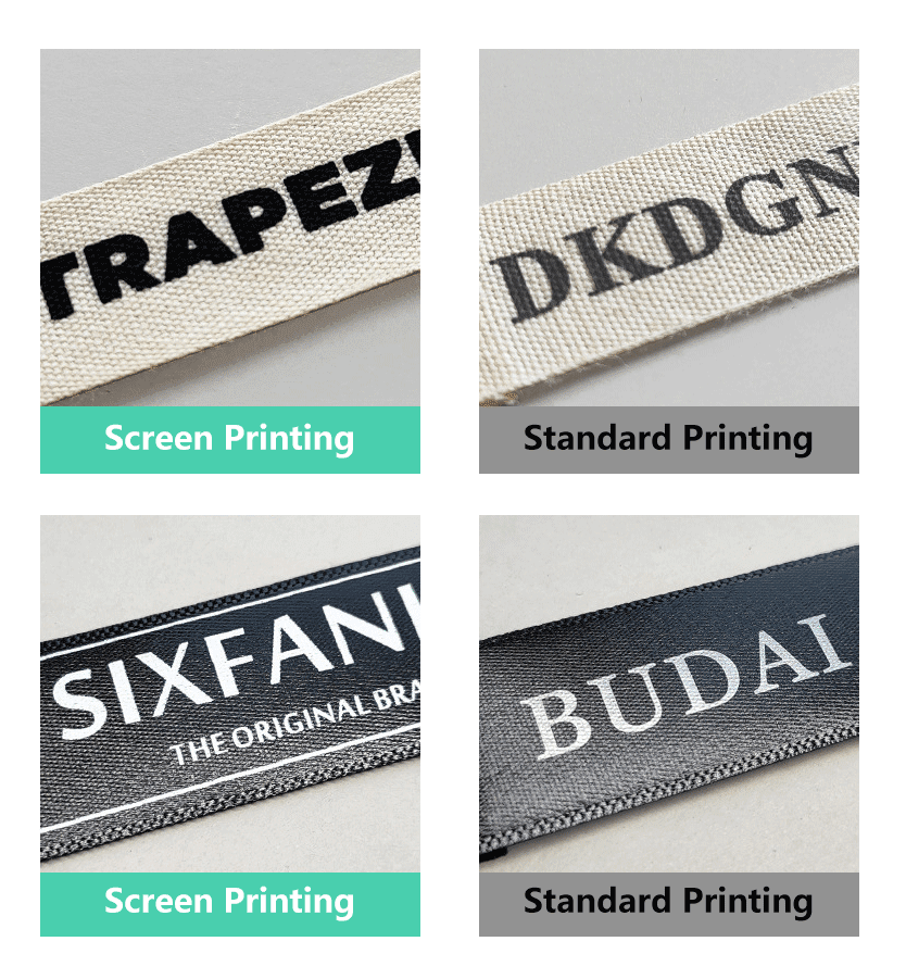 screen printed cotton label close up sharp